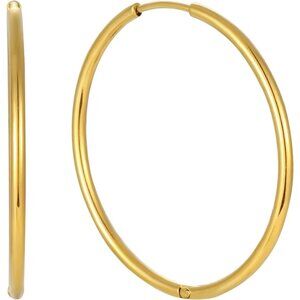 Thin Gold Hoop Earrings Hypoallergenic 18K Gold Plated Hoop Earrings for Women,L